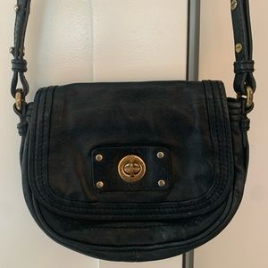 Marc Jacobs Black Leather and Gold Crossbody Purse